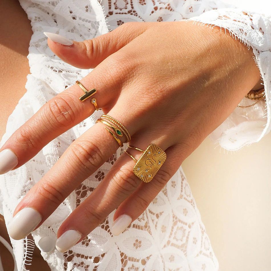 Stainless Steel Gold Ring Set